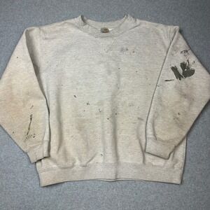 Vintage Carhartt Distressed Paint Splatter Crewneck Sweatshirt Gray Mens XL